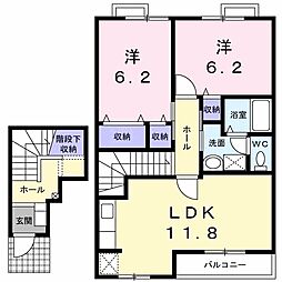 フィオーレ 2LDKの間取図画像