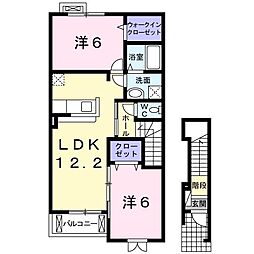 ソレイユB 2LDKの間取図画像