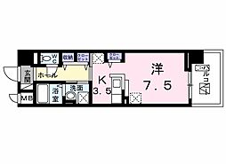 ヴォロンティエ 2階ワンルームの間取り