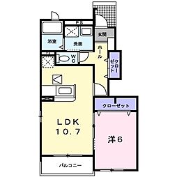 ヴァンシュヴァル1 1LDKの間取図画像