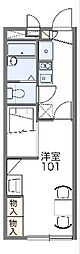 レオパレス美春 2階1Kの間取り