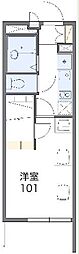 レオパレスプロスペラーレ 3階1Kの間取り