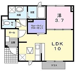 アーバンウィンズ5 1階1LDKの間取り