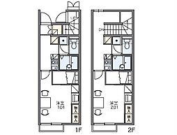 レオパレスサントーレ 1階1Kの間取り