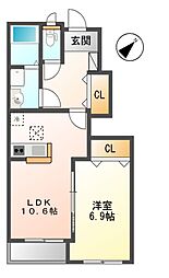 コンフォース 1階1LDKの間取り
