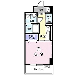 パークサイドK 1Kの間取図画像
