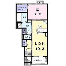 ベルヴォワール 1LDKの間取図画像