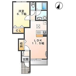 maison 圭 1階1LDKの間取り