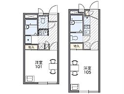 レオパレス青葉 1階1Kの間取り