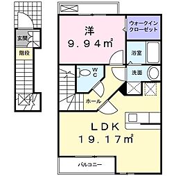 ルピナス 2階1LDKの間取り