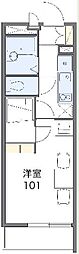 レオパレスレインボーI 1階1Kの間取り