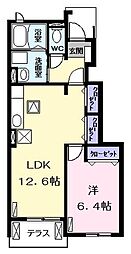 ラヴァーズ　Ｂ 1階1LDKの間取り