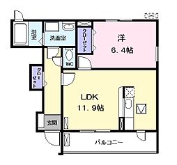フレスクーラ 1階1LDKの間取り