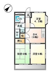 エスポワール 2階3DKの間取り