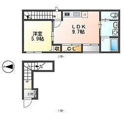 エスポワール正保 2階1LDKの間取り