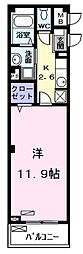 プラシード1 1Kの間取図画像