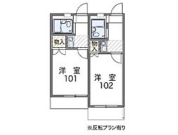 レオパレス東海通第2 2階1Kの間取り