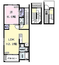 ブリッサ港西II 3階1LDKの間取り