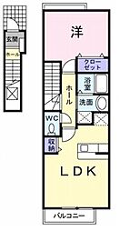 サン・ライズ 2階1LDKの間取り
