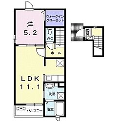 ジュネスＴＡＫＡＴＡ・I 2階1LDKの間取り