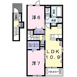 トレカーサ　III 2階2LDKの間取り