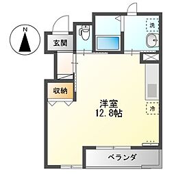 ブリーズパレス 1階ワンルームの間取り