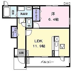 プレッソエコーIV 1階1LDKの間取り