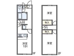 レオパレス小向 2DKの間取図画像