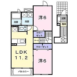 ヌーベルバーグ2A 2LDKの間取図画像