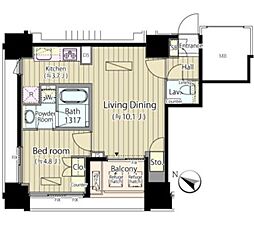 富ヶ谷スプリングス 5階1LDKの間取り