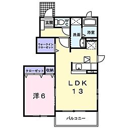 パッソル 1LDKの間取図画像