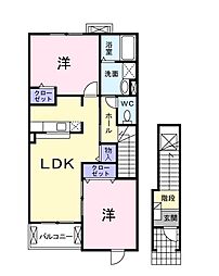 アルドーレ　ミズホ　II棟 2階2LDKの間取り
