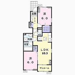 ファーストプレイス築捨2 2LDKの間取図画像