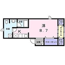 東京メトロ東西線 妙典駅 徒歩9分の賃貸アパート 2階ワンルームの間取り