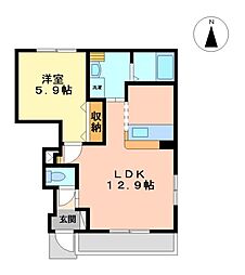 JR東海道本線 西岐阜駅 徒歩12分の賃貸アパート 1階1LDKの間取り