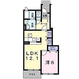 四日市あすなろう 追分駅 徒歩10分の賃貸アパート 1階1LDKの間取り