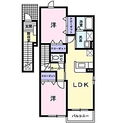 ピュア・フォレストII 2階2LDKの間取り