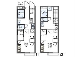 レオパレスＴａｄａｓｈｉ 2階1Kの間取り