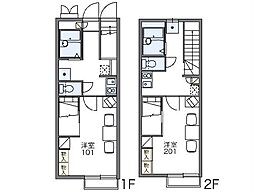 レオパレスウネメ2 1Kの間取図画像