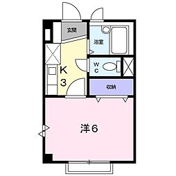 シングルハイツ川島 1階1Kの間取り