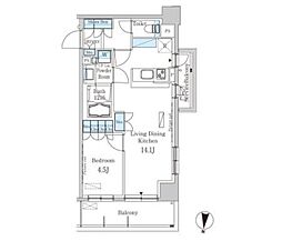 パークアクシス東高円寺 5階1LDKの間取り
