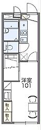 レオパレスドミール平津 2階1Kの間取り