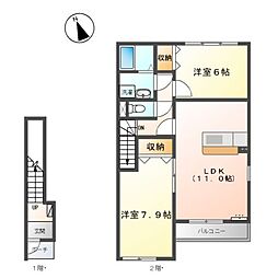 ブリランテ・ノール 2LDKの間取図画像