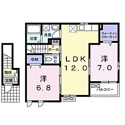 サンリット　ガーデン 2階2LDKの間取り