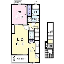 リュミエール 2階1LDKの間取り