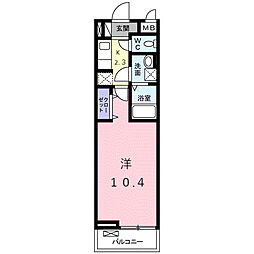 アクティーフ上新井 3階1Kの間取り