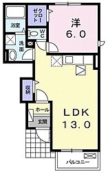 プリマヴェ−ラＣ 1階1LDKの間取り