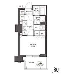 東京メトロ丸ノ内線 新中野駅 徒歩2分の賃貸マンション 9階1Kの間取り