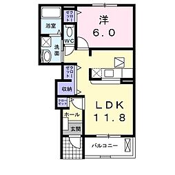 STARHillM 1LDKの間取図画像