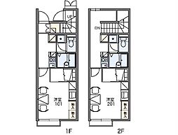 レオパレスグランメール 1階1Kの間取り